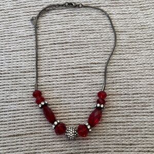 Nine West Red and Silver Beaded Necklace